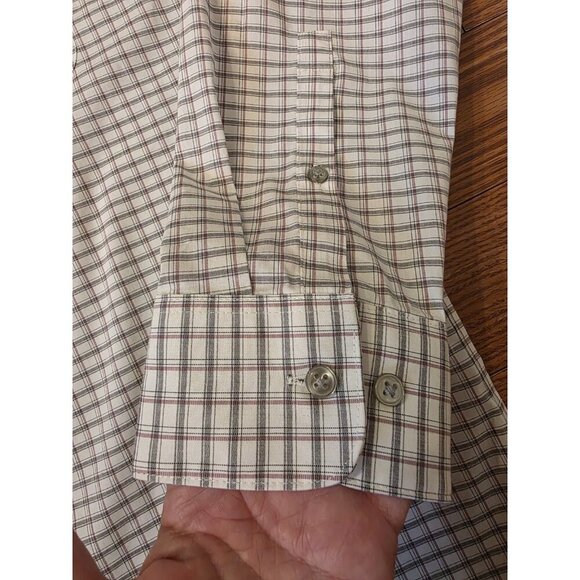 Calvin Klein Mens XL 17-17.5 (34/35) Regular Fit Stretch Wrinkle Free Plaid Gray - Picture 5 of 11